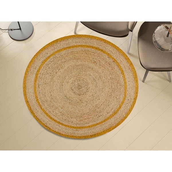 Sinepi-puiduvärvi ümmargune vaip ø 120 cm Mahon - Universal-image-1