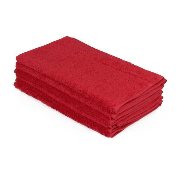 Sada šesti červených ručníků Beverly Hills Polo Club, 50 x 30 cm