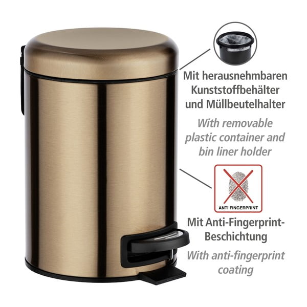 Vase värvi pedaaliga prügikast , 3 l Leman - Wenko-image-4