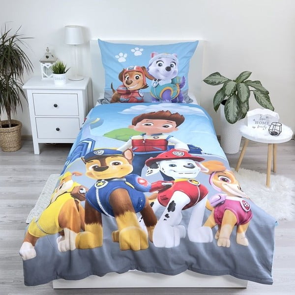 Sinine puuvillane laste voodipesu 140x200 cm Paw Patrol - Jerry Fabrics-image-1