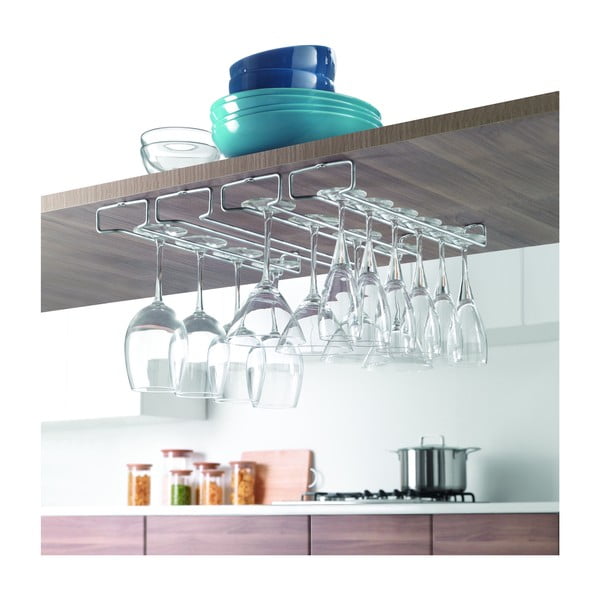 Seinale paigaldatavad terasest veiniklaasi hoidjad 2-st komplektis Rail - Metaltex-image-2