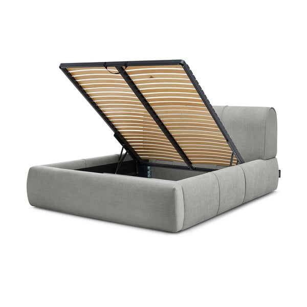 Helehall polsterdatud kaheinimesevoodi koos voodipõhjaga 180x200 cm Vernon - Bobochic Paris-image-4