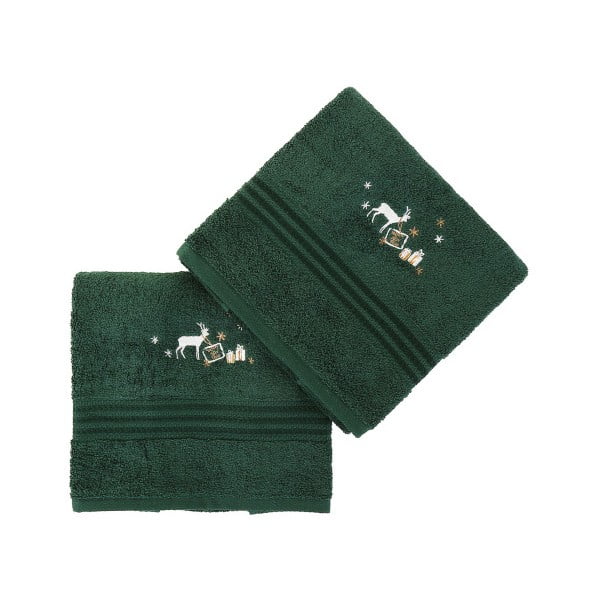 Sada 2 zelených ručníků Corap, 50 x 90 cm