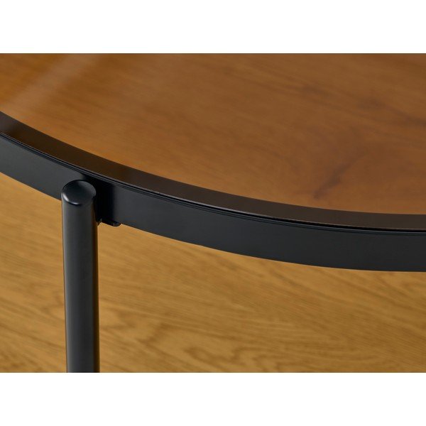 Ümmargune kohvilaud naturaalses värvitoonis klaasist pealispinnaga, ø 84 cm Hassel - Unique Furniture-image-1