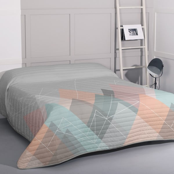 Roosa-hall puuvillane tikitud voodikate 180x260 cm Range - Blanc-image-1