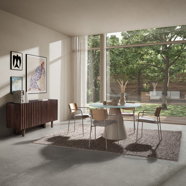 Ümmargune söögilaud klaasist pealispinnaga ø 120 cm Vida - MOME-image-1