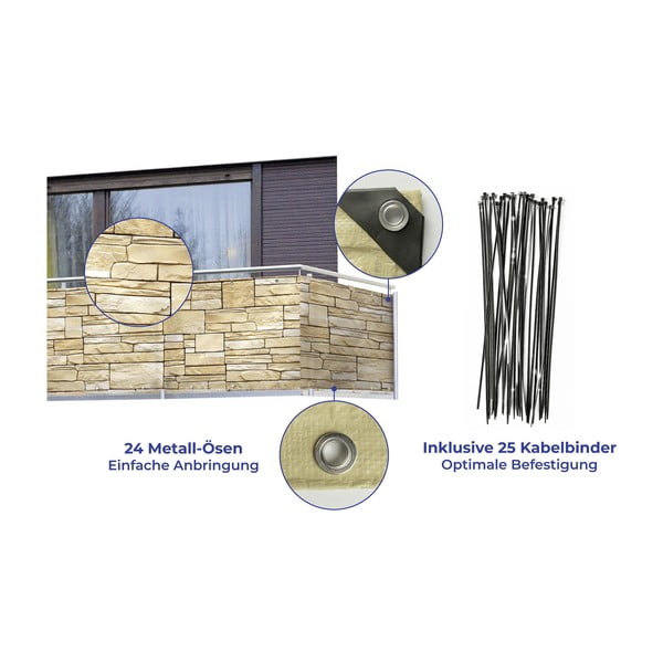 Beež rõdude ekraan 500x85 cm - Maximex-image-3