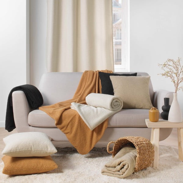 Beež fliisist pleed 180x220 cm Curly Wooly - douceur d'intérieur-image-3