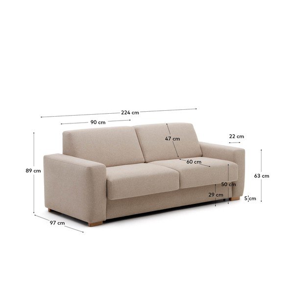 Beež diivanvoodi 224 cm Anley - Kave Home-image-4