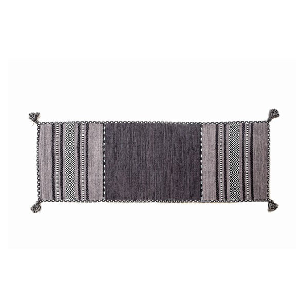 Tmavě šedý ručně tkaný běhoun Navaei & Co Kilim Tribal 402, 180 x 60 cm