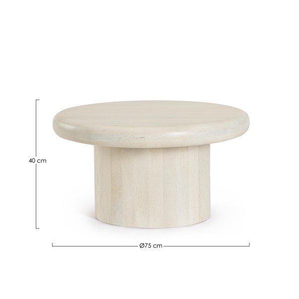 Kreemikas ümmargune mangopuidust kohvilaud ø 75 cm Lopez - Bizzotto-image-4