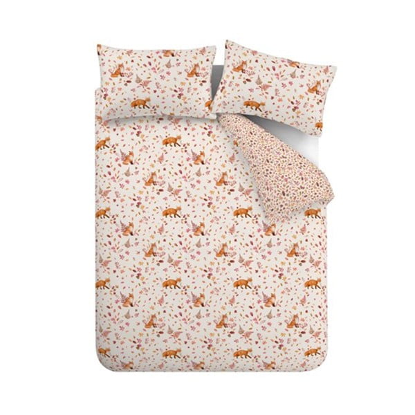 Oranž/beež voodipesu kaheinimesevoodile 200x200 cm Woodland Fox - Catherine Lansfield