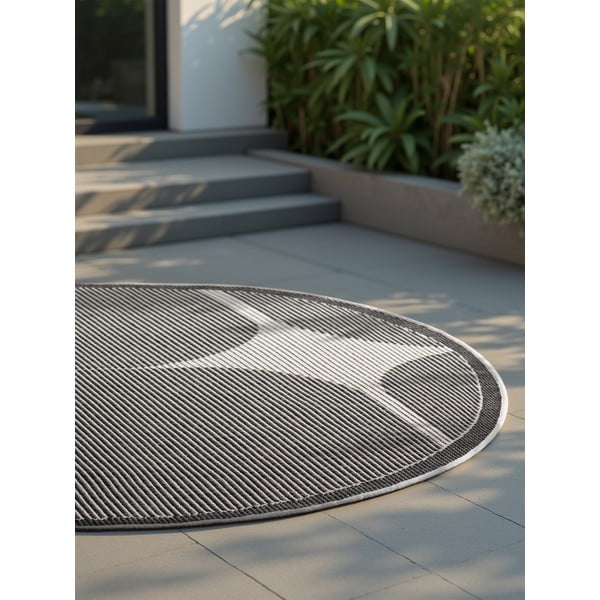 Must-valge ümmargune sise- ja välivaip ø 160 cm Duet Bowen - NORTHRUGS-image-4