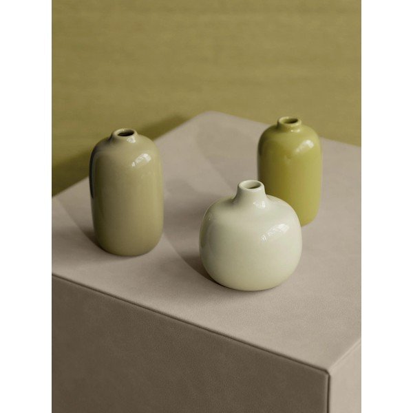 Rohelised keraamilised vaasid 3 tk (kõrgus 9 cm) Ceola - Blomus-image-1