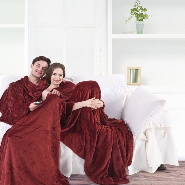 Burgundipunane punane mikrokiust teletekk , 200 x 170 cm Lazy - DecoKing-image-1