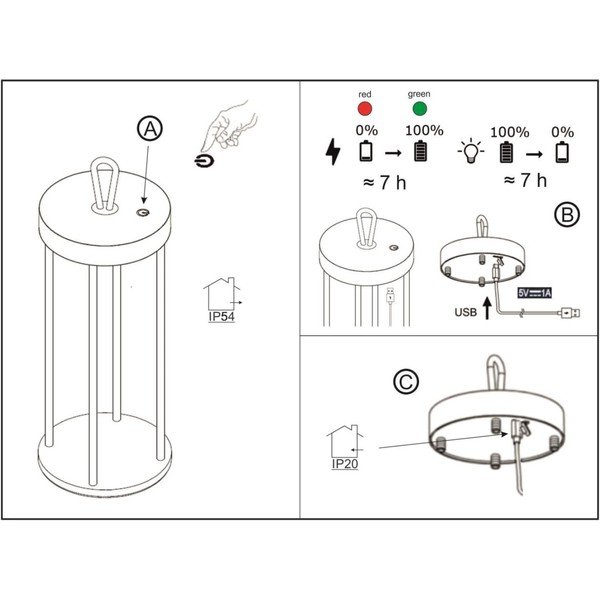 Must LED lauavalgusti (kõrgus 36 cm) Kante - Fischer & Honsel-image-3