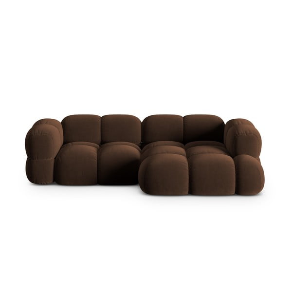  Tumepruun sametist nurgadiivan (parem nurk/laiendiga) Loretto – Cosmopolitan Design