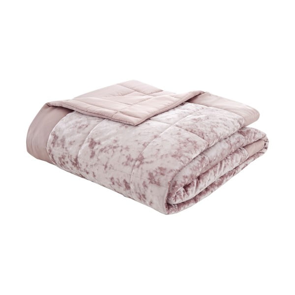 Roosa sametist tepitud voodiplaat kaheinimesevoodile 220x220 cm Crushed - Catherine Lansfield-image-2