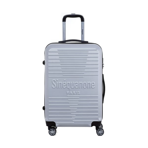 Cestovní kufr na kolečkách ve stříbrné barvě s kódovým zámkem SINEQUANONE Trimy, 71 l