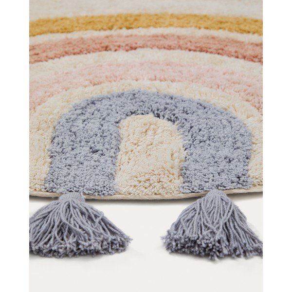 Elevandiluu värvi pestav/käsitsi kootud puuvillane laste vaip ø100 cm Tadea - Kave Home-image-2