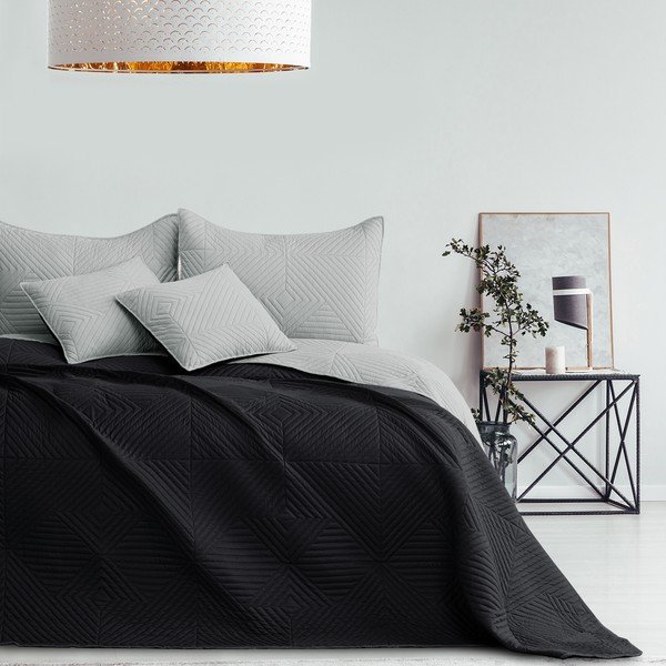 Must/helehall tepitud mikrokiust voodikate 240x260 cm Softa - Restilo-image-4