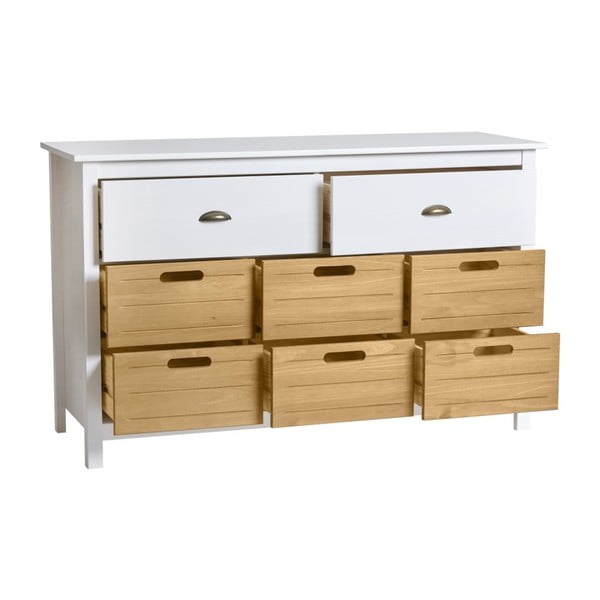 Bílá komoda z masivního borovicového dřeva s 8 zásuvkami Marckeric Ibiza-image-2