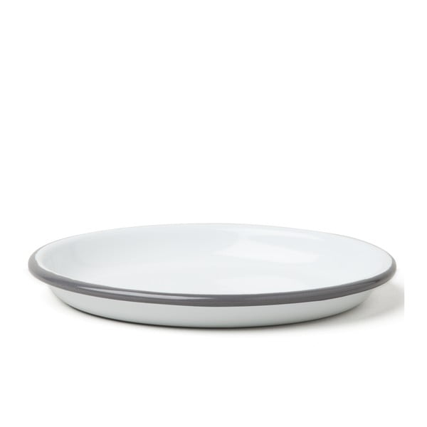 Velký servírovací smaltovaný talíř se šedým okrajem Falcon Enamelware, Ø 14 cm
