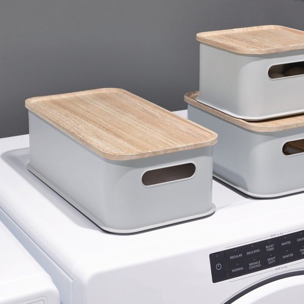 Paulownia puidust, 21,3 x 43 cm suurune hall kaanega hoiukarp, käepidemega. Eco - iDesign-image-1