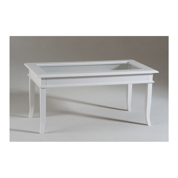 Bílý dřevěný konferenční stolek s prosklenou deskou Castagnetti Isabeau