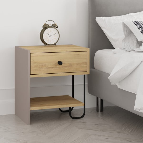 Tammedekooriga öökapp koos riiulitega Saturne - Marckeric-image-4