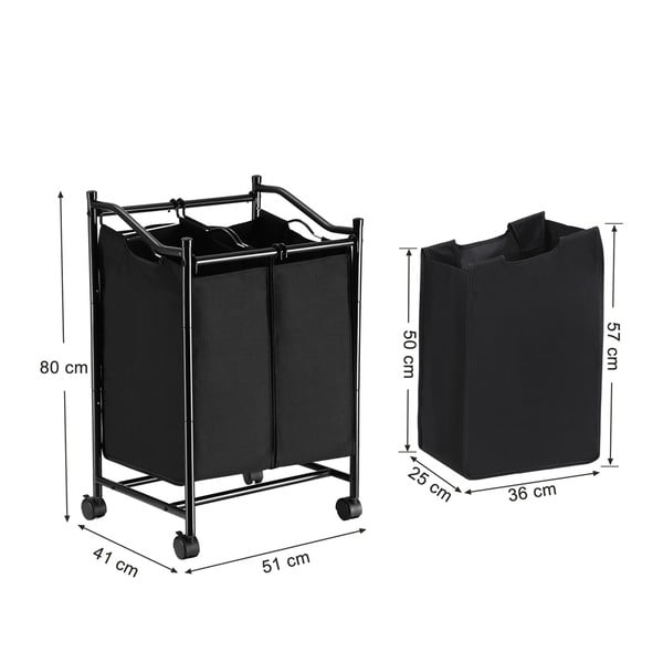 Must korv ratastega ja 2 pesu segmentidega - Songmics-image-2