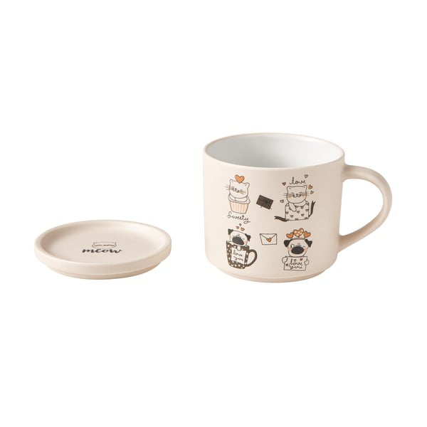 Oranžikas-beežid portselankruusid 2tk komplektis 350 ml Cats - Brandani-image-1