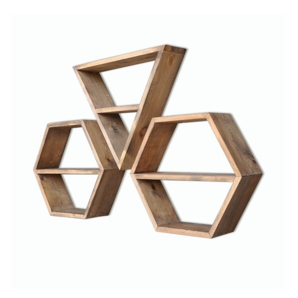 3 puidust seinariiulid Hexa komplekt - Evila Originals-image-2