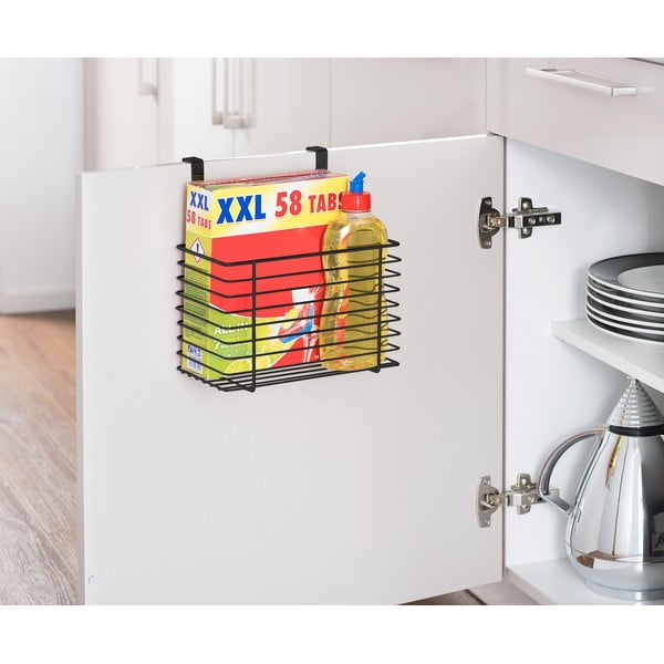 Must rippuv metallkorv köögiuksele Slim, kõrgus 25 cm - Wenko-image-3