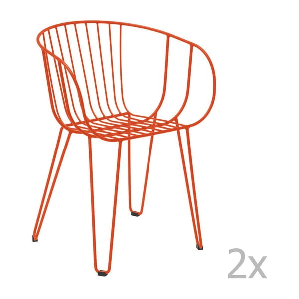 Sada 2 oranžových zahradních židlí Isimar Olivo