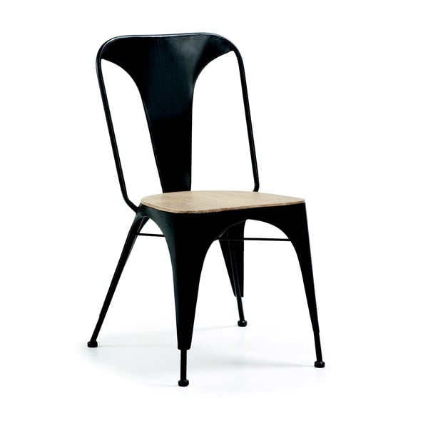 Černá židle s dřevěným sedákem La Forma Vita