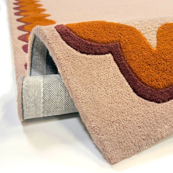Oranž/naturaalne käsitsi kootud villane vaip 140x200 cm Wiggle Wool - Flair Rugs-image-4