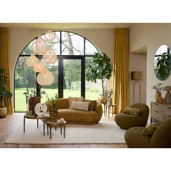 Beež rippvalgusti tekstiilist varjuga ø 39 cm Elati - Light & Living-image-1