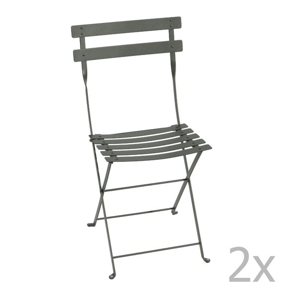 Sada 2 šedých skládacích židlí Fermob Bistro