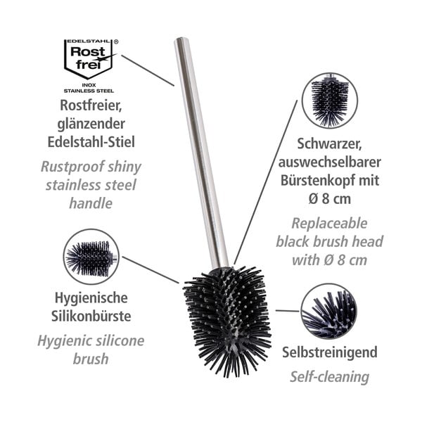 Roostevabast terasest WC-harja asenduspea, läikiv hõbedane Ø 8 cm - Wenko-image-3