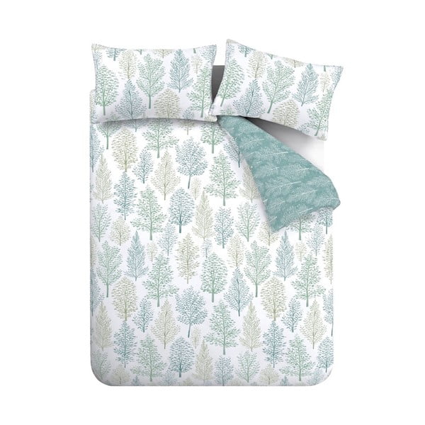 Valge-roheline voodipesu kaheinimesevoodile 200x200 cm Wilda Tree - Catherine Lansfield