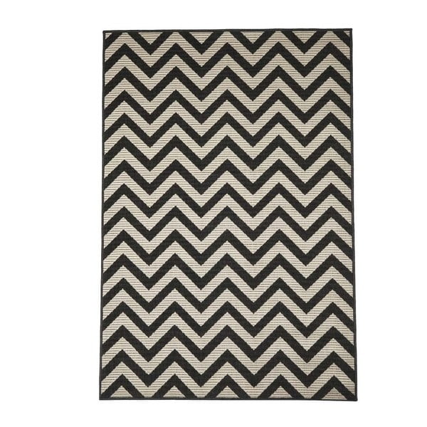 Černý vysoce odolný koberec Webtappeti Zigzag, 200 x 285 cm