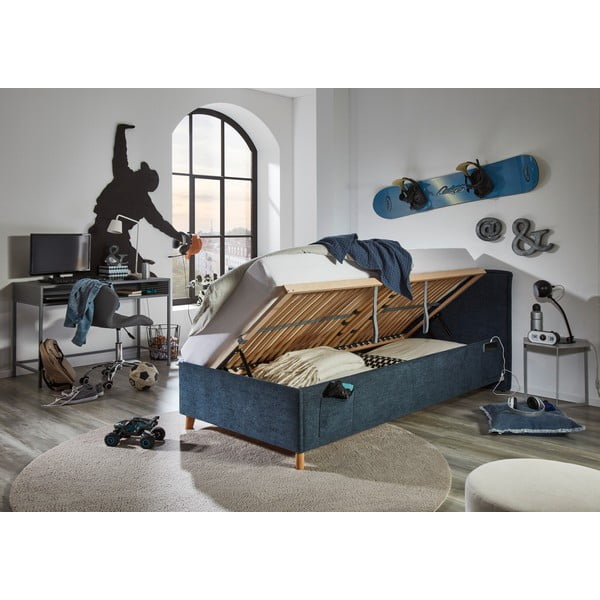 Tumesinine lastevoodi koos panipaigaga 90x200 cm Fun - Meise Möbel-image-4