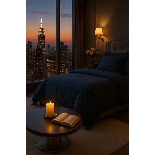 Tumesinine Renforcé puuvillast pikendatud voodipesu kaheinimesevoodile 240x220 cm Ruffle Striped - Mila Home Luxury-image-4