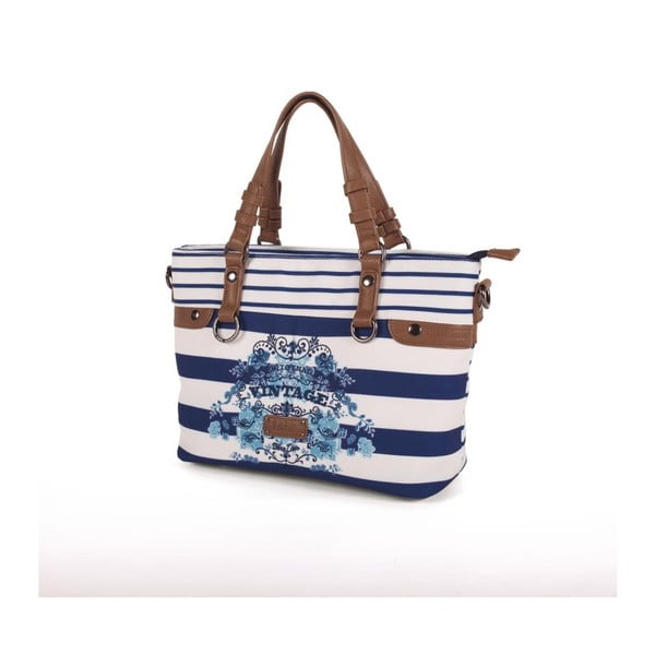 Modro-bílá kabelka Lois, 34 x 24 cm