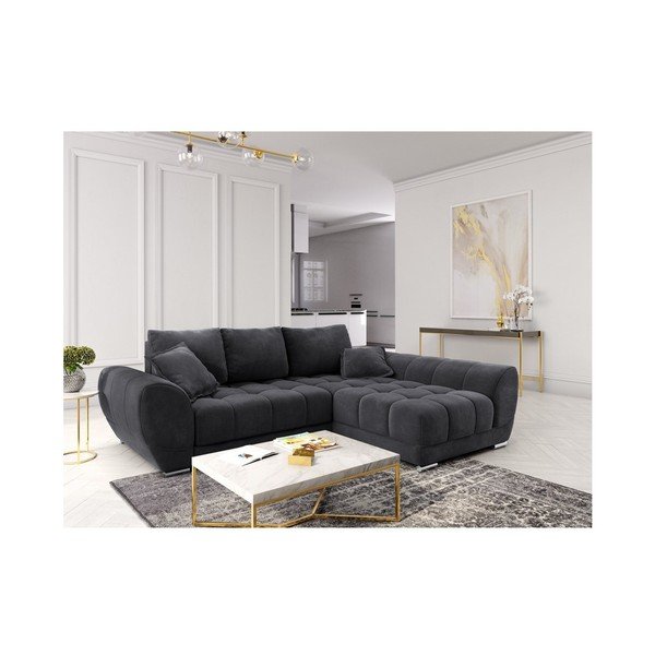 Tumehall nurgadiivan sametiga , parempoolne nurk , parempoolne nurgakate Nuage - Windsor & Co Sofas-image-1