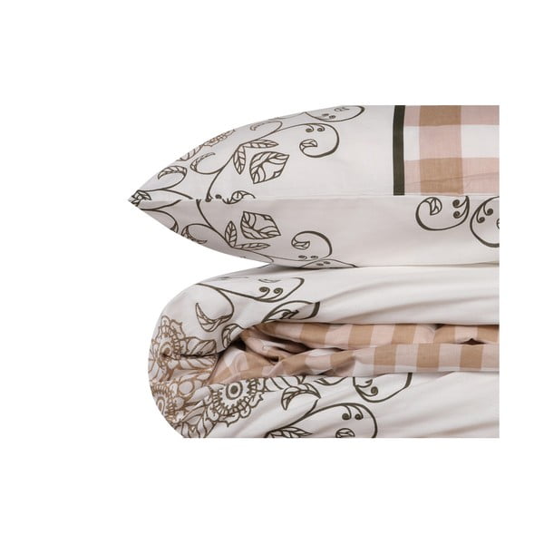 Valge-roosa Renforcé puuvillane voodipesu üheinimesevoodile 140x200 cm Nazenin - Mijolnir-image-2