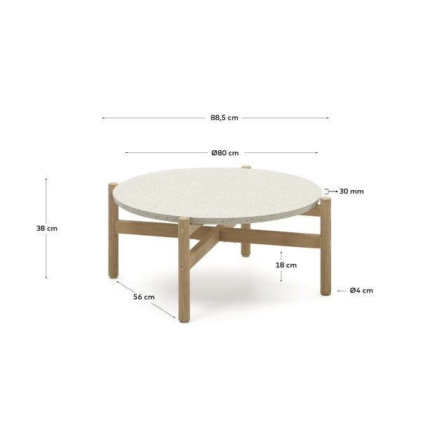 Ümmargune terrazzoplaadiga hoiulaud aeda ø 88,5 cm Pola - Kave Home-image-4
