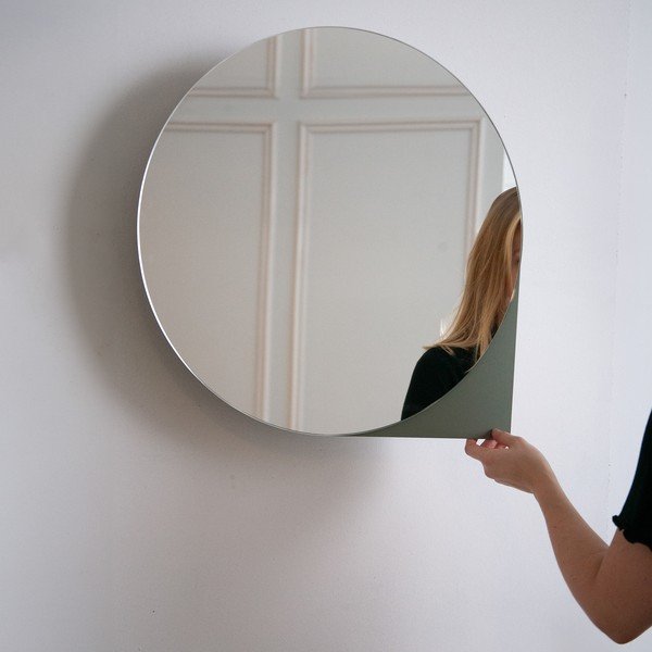 Roheline-hall metallist rippuv vannitoakapp koos peegliga 55x55 cm Sonnet - Spinder Design-image-2