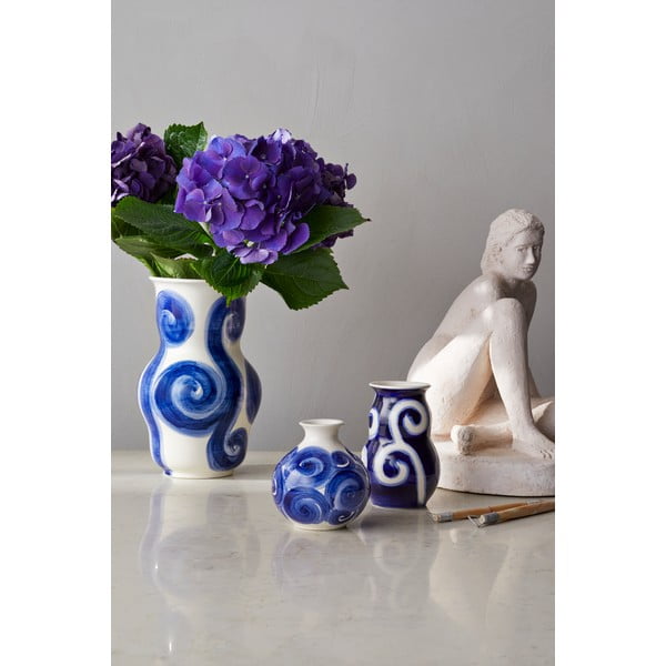 Sinine käsitsi maalitud keraamiline vaas Tulle - Kähler Design-image-3